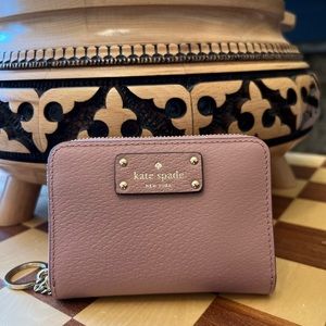 Mauve Pink Kate Spade Zip Around Wallet Card Case